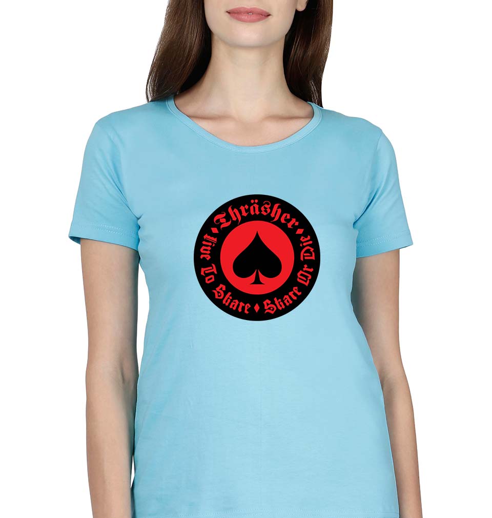 Thrasher T-Shirt for Women-XS(32 Inches)-SkyBlue-Ektarfa.online