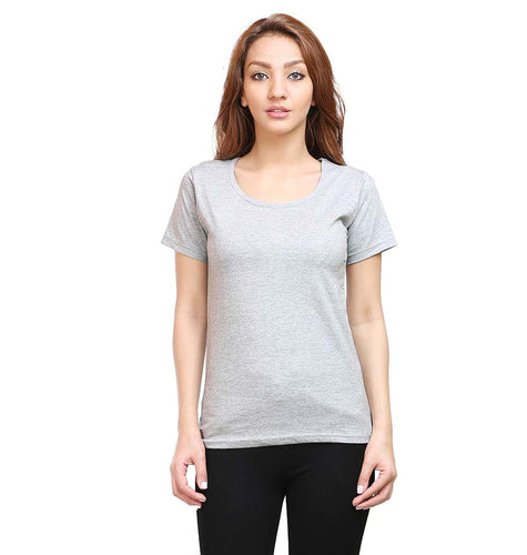 Plain Grey Half Sleeves T-Shirt for Women-ektarfa.com