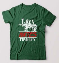 Load image into Gallery viewer, T-Rex Gym Funny T-Shirt for Men-Bottle Green-Ektarfa.online
