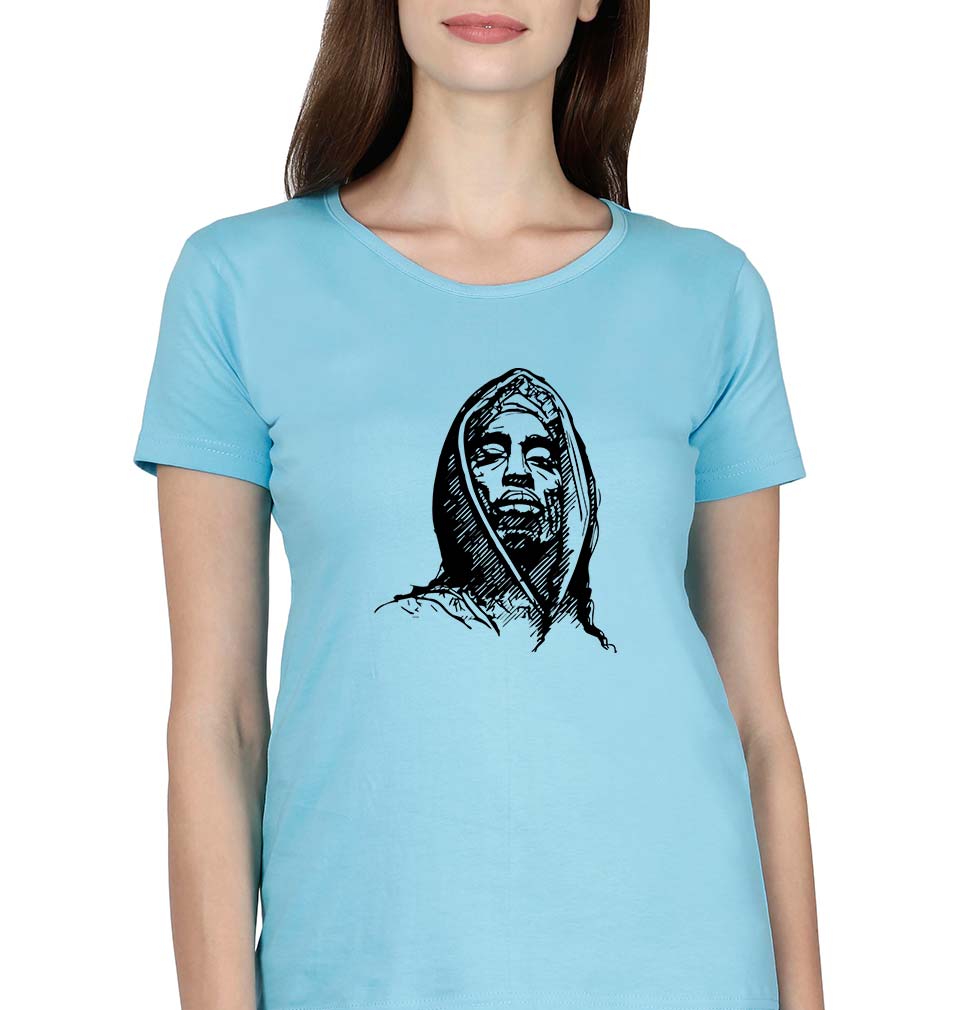 Tupac 2Pac T-Shirt for Women-XS(32 Inches)-SkyBlue-Ektarfa.online