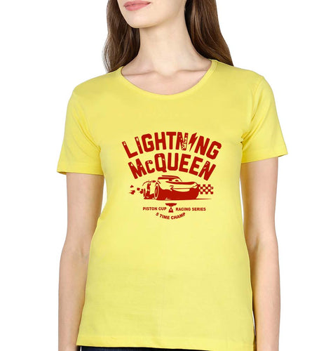 Lightning McQueen T-Shirt for Women-Yellow-Ektarfa.online