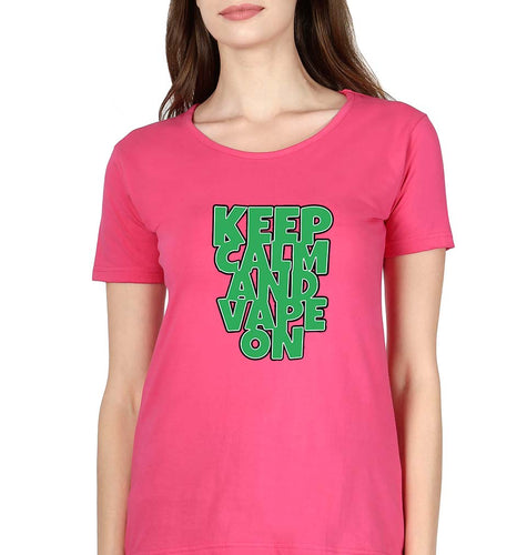 keep calm and vape on T-Shirt for Women-Pink-Ektarfa.online