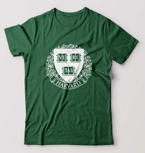 Harvard T-Shirt for Men-S(38 Inches)-Bottle Green-Ektarfa.online