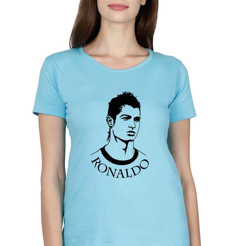Cristiano Ronaldo CR7 T-Shirt for Women-Light Blue-Ektarfa.online