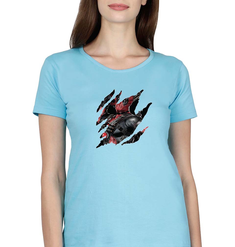 Deadpool T-Shirt for Women-XS(32 Inches)-SkyBlue-Ektarfa.online