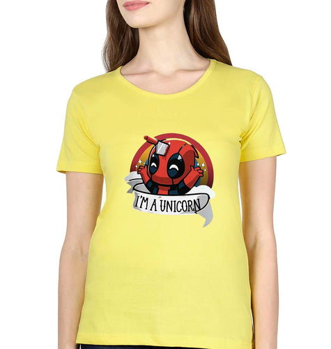 Deadpool Unicorn T-Shirt for Women-Yellow-Ektarfa.online