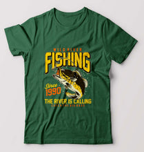 Load image into Gallery viewer, Fishing T-Shirt for Men-Bottle Green-Ektarfa.online
