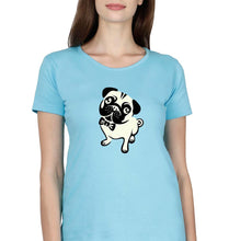 Load image into Gallery viewer, Pug Dog T-Shirt for Women-SkyBlue-Ektarfa.online
