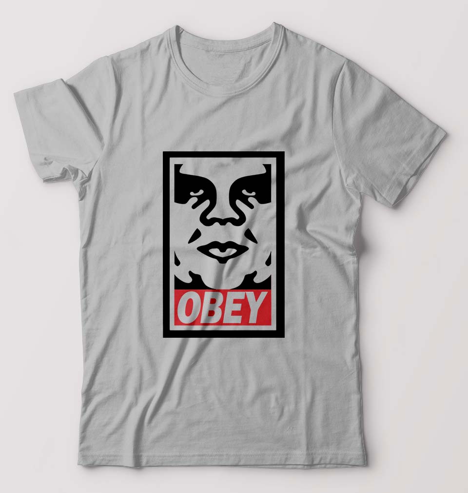Obey T-Shirt for Men-S(38 Inches)-Grey Melange-Ektarfa.online