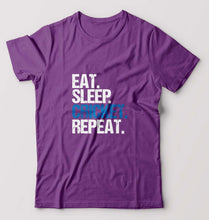 Load image into Gallery viewer, Eat Sleep Cricket Repeat T-Shirt for Men-S(38 Inches)-Purple-Ektarfa.online
