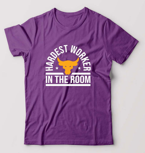 Hardest Worker In the Room Gym T-Shirt for Men-S(38 Inches)-Purple-Ektarfa.online