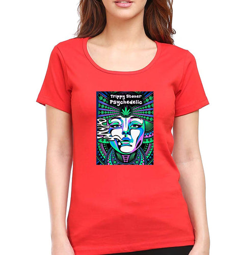 Trippy Stoner Psychedelic T-Shirt for Women-Red-Ektarfa.online