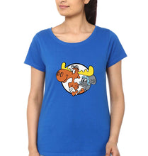 Load image into Gallery viewer, The Adventures of Rocky and Bullwinkle and Friends T-Shirt for Women-Royal Blue-Ektarfa.online

