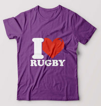 Load image into Gallery viewer, I Love Rugby T-Shirt for Men-Purple-Ektarfa.online
