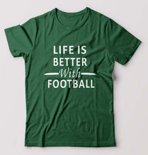 Load image into Gallery viewer, Life Football T-Shirt for Men-S(38 Inches)-Bottle Green-Ektarfa.online
