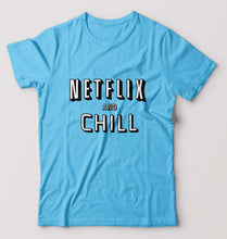 Load image into Gallery viewer, Netflix and chill T-Shirt for Men-Light Blue-Ektarfa.online
