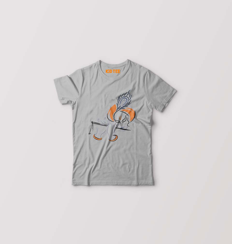Shree Krishna Kids T-Shirt for Boy/Girl-Grey-Ektarfa.online