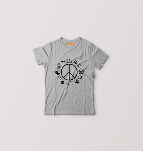 Peace Religious Symbols Kids T-Shirt for Boy/Girl-Grey-Ektarfa.online