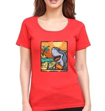 Load image into Gallery viewer, Shark T-Shirt for Women-XS(32 Inches)-Red-Ektarfa.online
