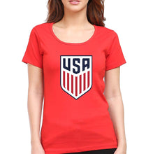 Load image into Gallery viewer, USA Football T-Shirt for Women-XS(32 Inches)-Red-Ektarfa.online
