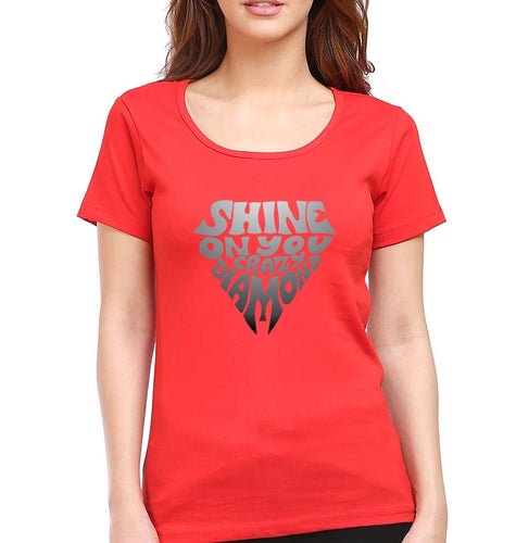 Shine on You Crazy Diamond T-Shirt for Women-Red-Ektarfa.online