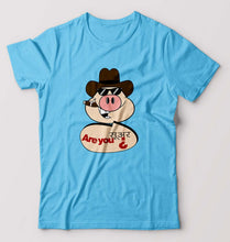 Load image into Gallery viewer, Pig Funny T-Shirt for Men-S(38 Inches)-Light Blue-Ektarfa.online
