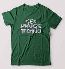 Load image into Gallery viewer, Sex Drugs Techno T-Shirt for Men-Bottle green-Ektarfa.online
