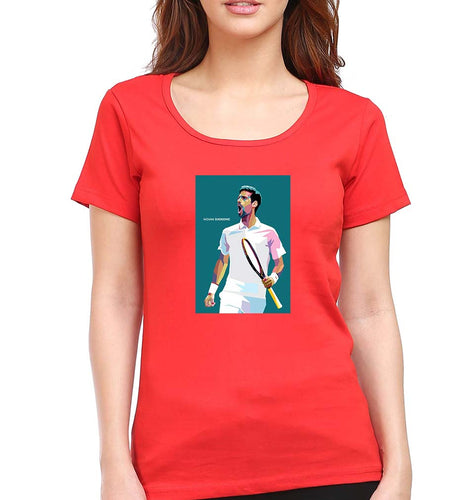 Novak Djokovic Tennis T-Shirt for Women-Red-Ektarfa.online