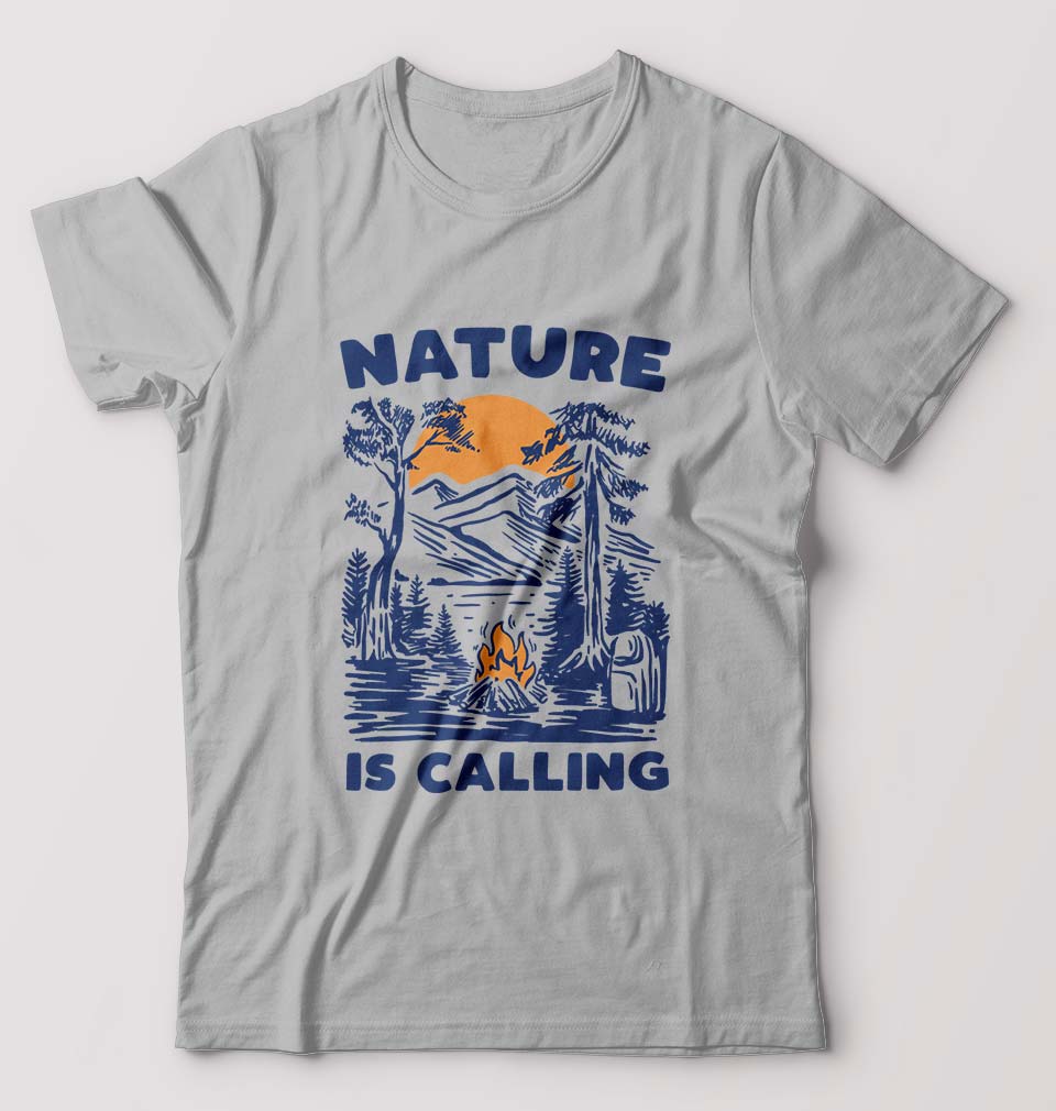 Nature T-Shirt for Men-S(38 Inches)-Grey Melange-Ektarfa.online