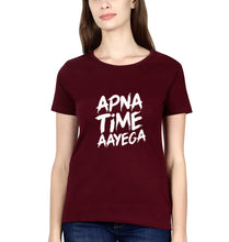 Load image into Gallery viewer, Apna Time Aayega T-Shirt for Women-Maroon-Ektarfa.online
