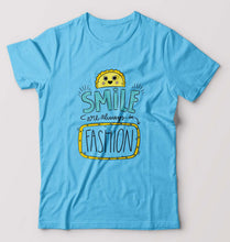 Load image into Gallery viewer, Smile are Always in Fashion T-Shirt for Men-S(38 Inches)-Light Blue-Ektarfa.online
