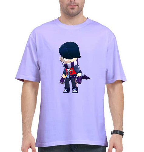 Edgar Brawl Starts Oversized T-Shirt for Men-Lavender-Ektarfa.online