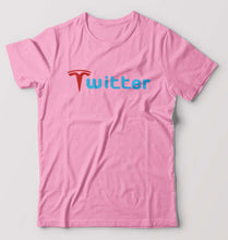 Load image into Gallery viewer, Elon Musk Twitter x Tesla T-Shirt for Men-Light Baby Pink-Ektarfa.online
