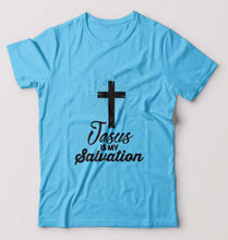 Load image into Gallery viewer, Jesus T-Shirt for Men-S(38 Inches)-Light Blue-Ektarfa.online
