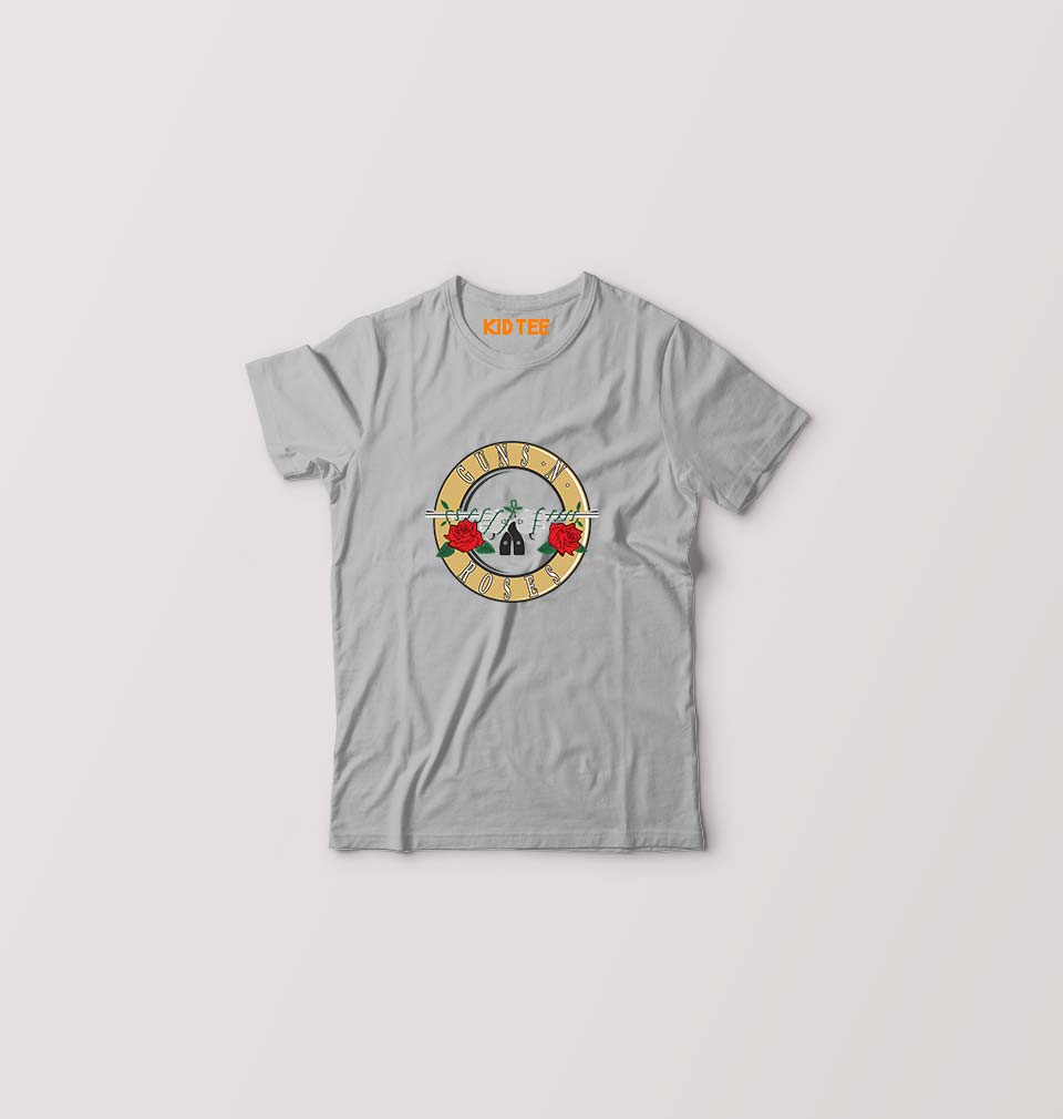 Guns and Roses Kids T-Shirt for Boy/Girl-Grey-Ektarfa.online