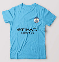 Load image into Gallery viewer, Manchester City F.C 2021-22 T-Shirt for Men-S(38 Inches)-Light Blue-Ektarfa.online
