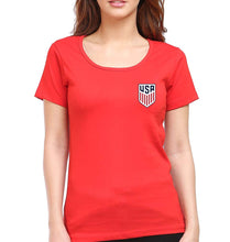 Load image into Gallery viewer, USA Football T-Shirt for Women-XS(32 Inches)-Red-Ektarfa.online
