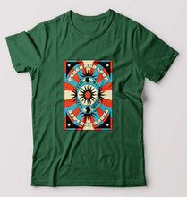 Load image into Gallery viewer, Psychedelic Peace and Love T-Shirt for Men-S(38 Inches)-Bottle Green-Ektarfa.online
