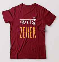 Load image into Gallery viewer, Katai Zeher(Zakir Khan) T-Shirt for Men-S(38 Inches)-Maroon-Ektarfa.online
