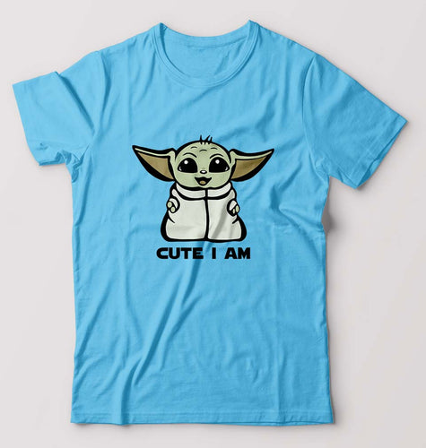 Yoda Star Wars T-Shirt for Men-S(38 Inches)-Light Blue-Ektarfa.online