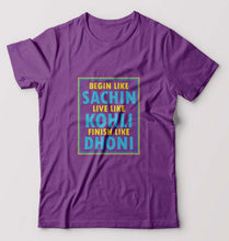 Load image into Gallery viewer, CRICKET Sachin Kohli Dhoni T-Shirt for Men-S(38 Inches)-Purple-Ektarfa.online
