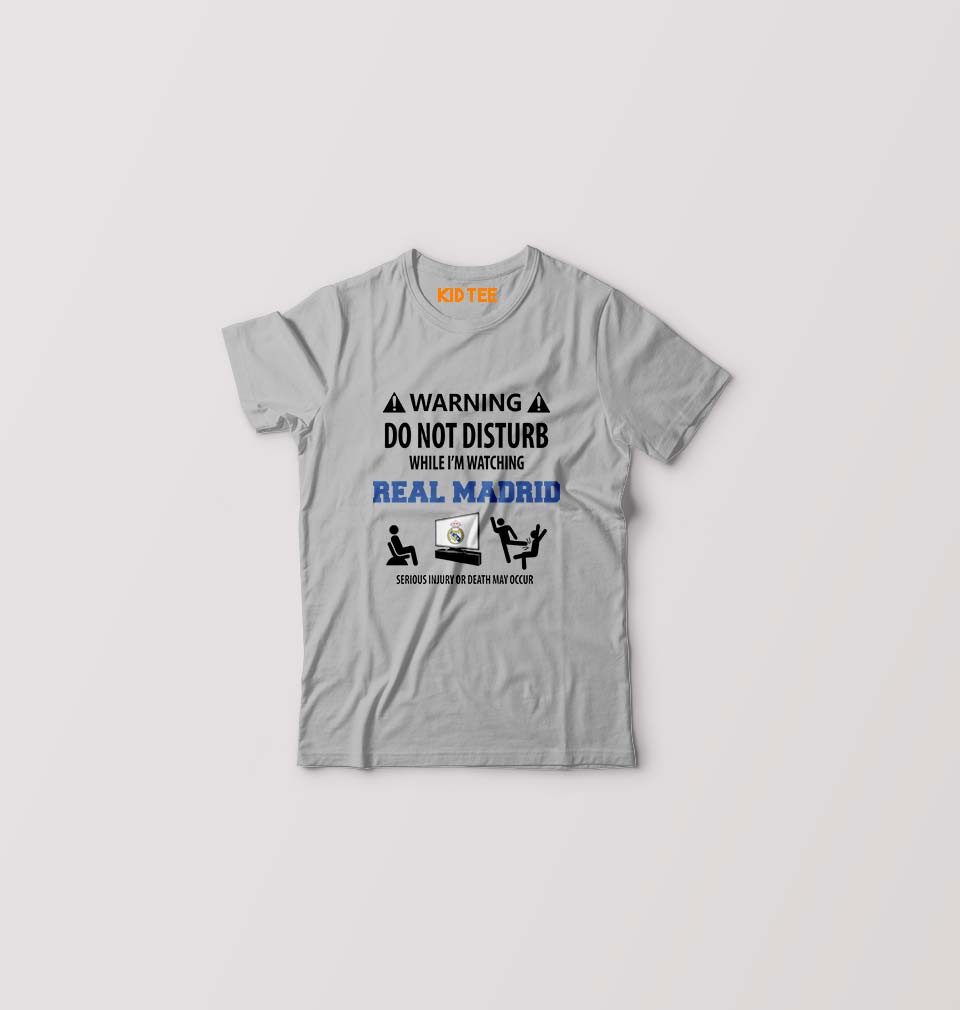 Warning Real Madrid Kids T-Shirt for Boy/Girl-Grey-Ektarfa.online