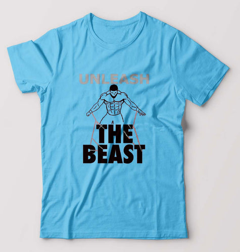 Gym Beast T-Shirt for Men-Light Blue-Ektarfa.online