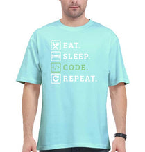 Load image into Gallery viewer, Eat Sleep Code Repeat Oversized T-Shirt for Men-Mint-Ektarfa.online
