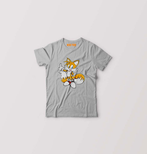 Tails Sonic Kids T-Shirt for Boy/Girl-Grey Melange-Ektarfa.online