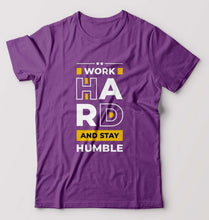 Load image into Gallery viewer, Work Hard T-Shirt for Men-S(38 Inches)-Purple-Ektarfa.online
