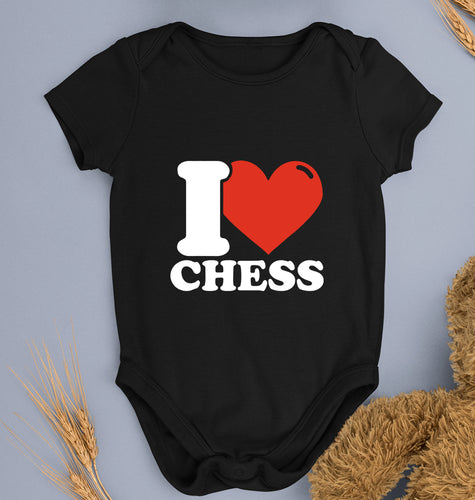 I Love Chess Kids Romper For Baby Boy/Girl-0-5 Months(18 Inches)-Black-Ektarfa.online