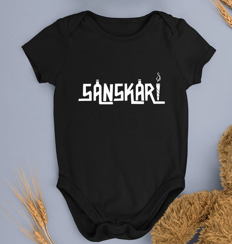 Sanskari Kids Romper For Baby Boy/Girl-0-5 Months(18 Inches)-Black-Ektarfa.online