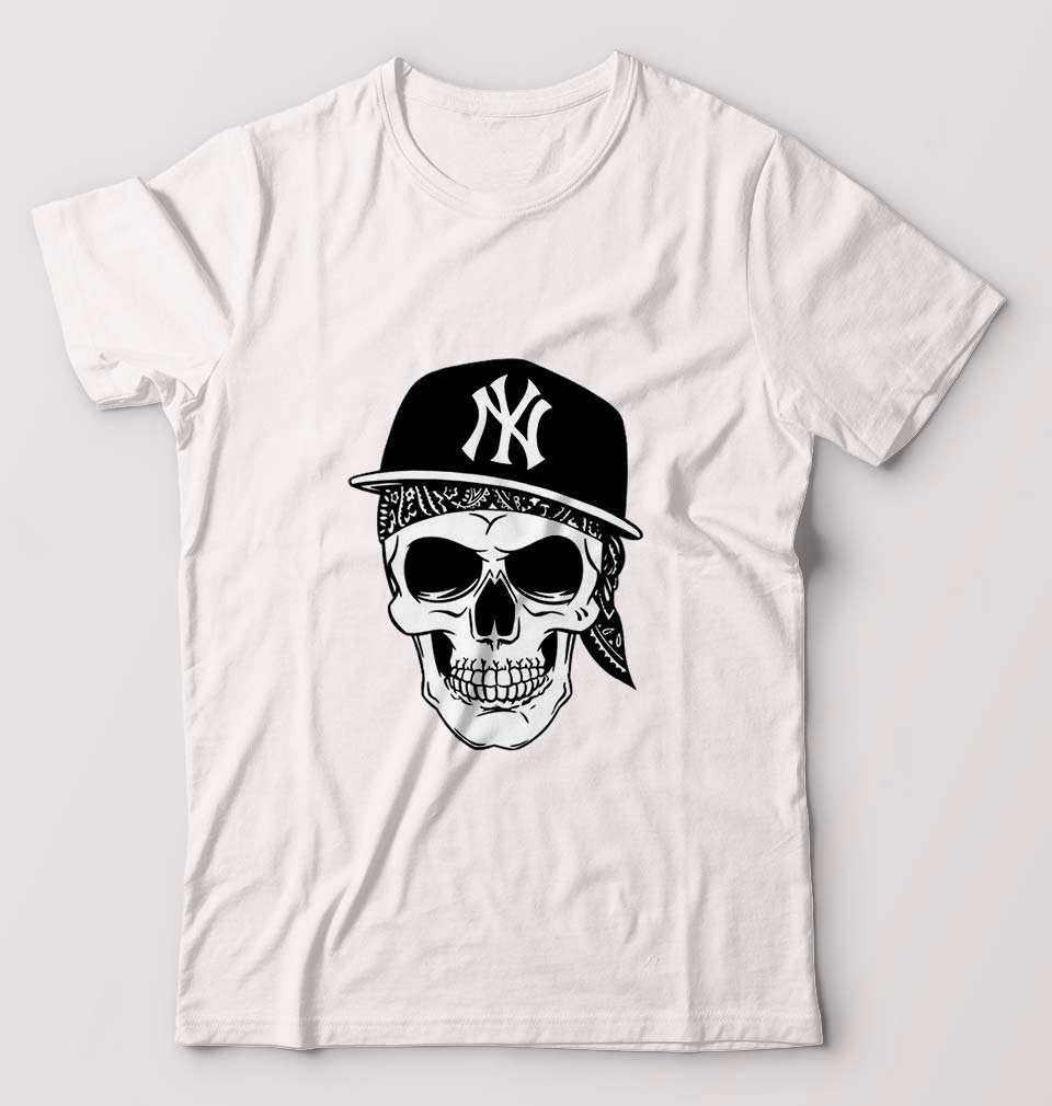 Hip Hop Skull NY T-Shirt for Men-White-Ektarfa.online