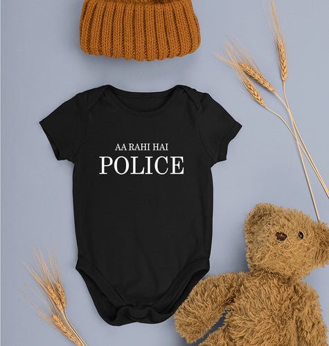 AA Rahi Hai Police Kids Romper For Baby Boy/Girl-0-5 Months(18 Inches)-Black-Ektarfa.online